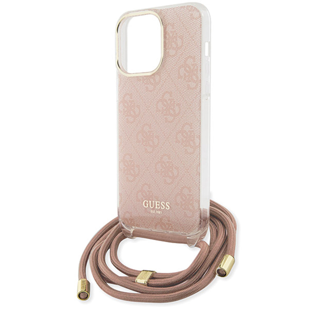 Capa para Apple iPhone 15 Pro Max, Guess, Crossbody Cord 4G Print, Rosa
