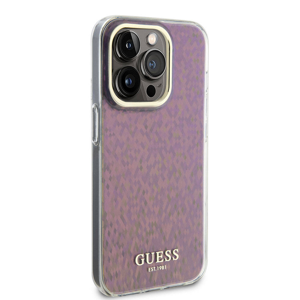 Capa para Apple iPhone 15 Pro Max, Guess, IML Faceted Mirror Disco Iridescent, Rosa