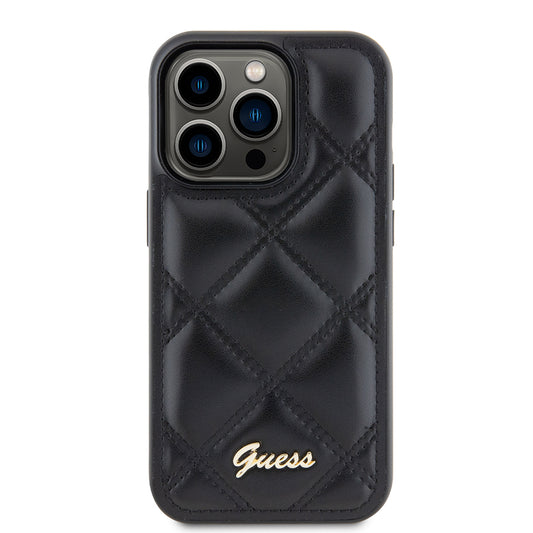 Capa para Apple iPhone 15 Pro Max, Guess, Quilted Metal Logo, Preta