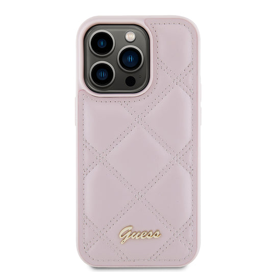 Capa para Apple iPhone 15 Pro Max, Guess, Quilted Metal Logo, Rosa