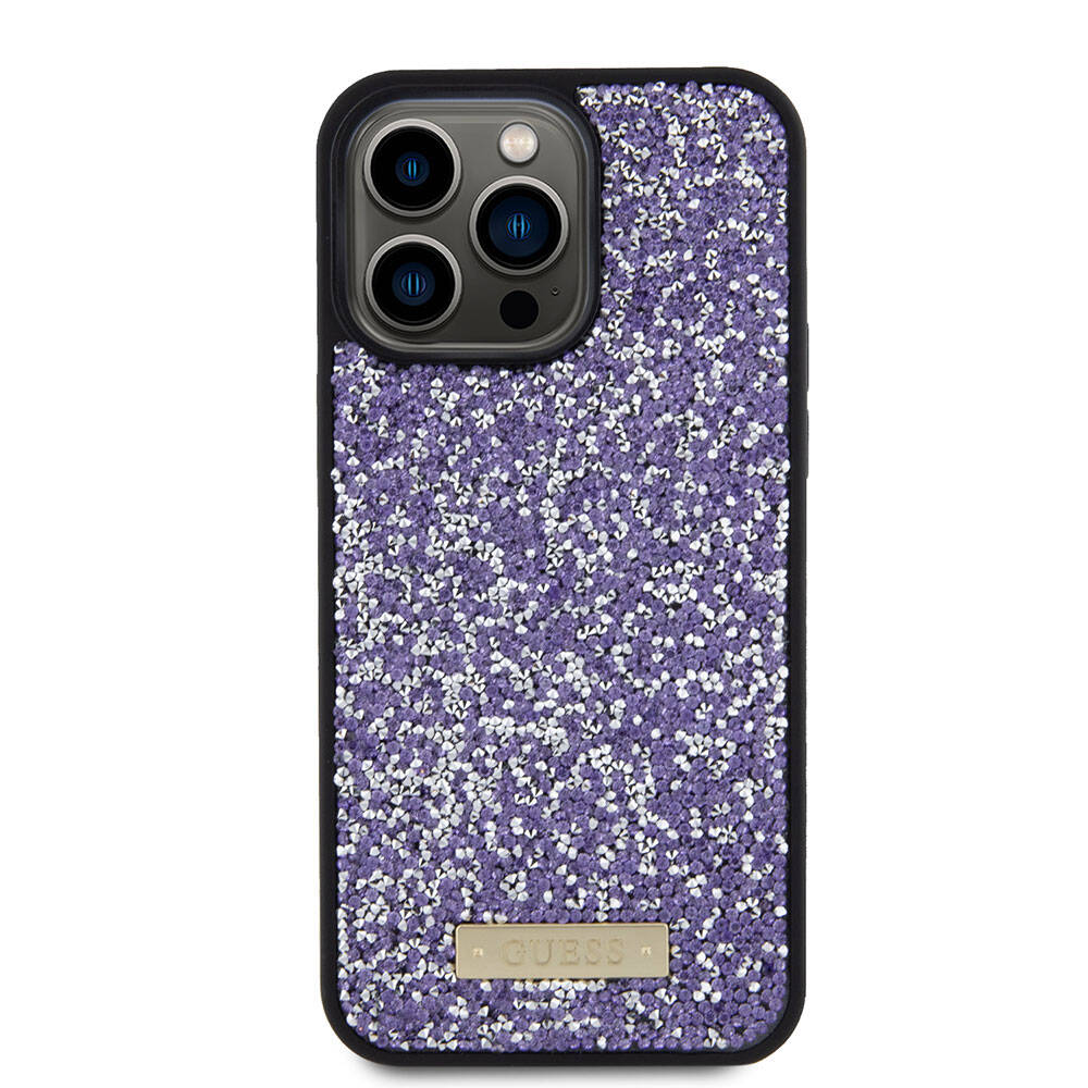 Case for Apple iPhone 15 Pro, Guess, Rhinestone Metal Logo, Purple