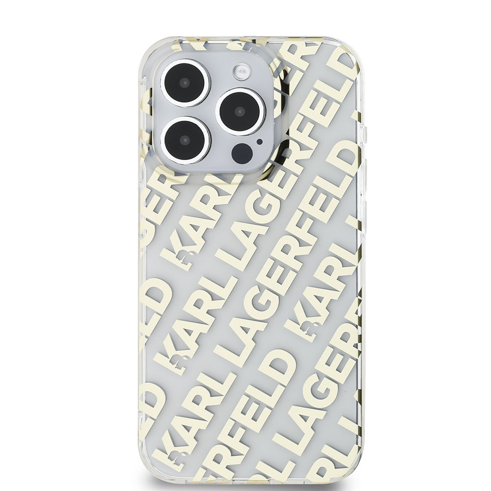Capa para Apple iPhone 15 Pro Max, Karl Lagerfeld, IML Luxury Gold Fullover Logo, Dourada