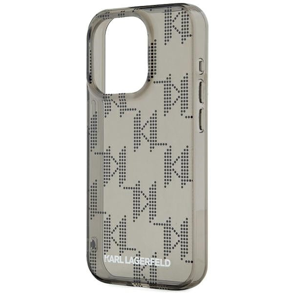 Capa para Apple iPhone 15 Pro Max, Karl Lagerfeld, IML Luxury Monogram KL Pattern with Strap, Preta