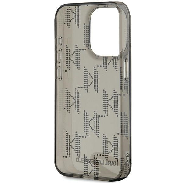 Capa para Apple iPhone 15 Pro Max, Karl Lagerfeld, IML Luxury Monogram KL Pattern with Strap, Preta