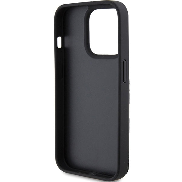 Capa para Apple iPhone 15 Pro Max, Karl Lagerfeld, Saffiano com Slots para Cartões e Suporte Monograma Choupette, Preta.