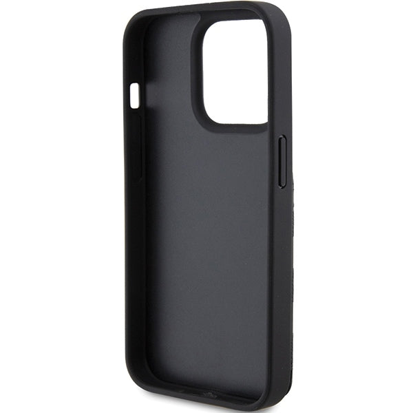 Capa para Apple iPhone 15 Pro Max, Karl Lagerfeld, Saffiano com Slots para Cartões e Suporte Monograma Ikonik Karl, Preta.
