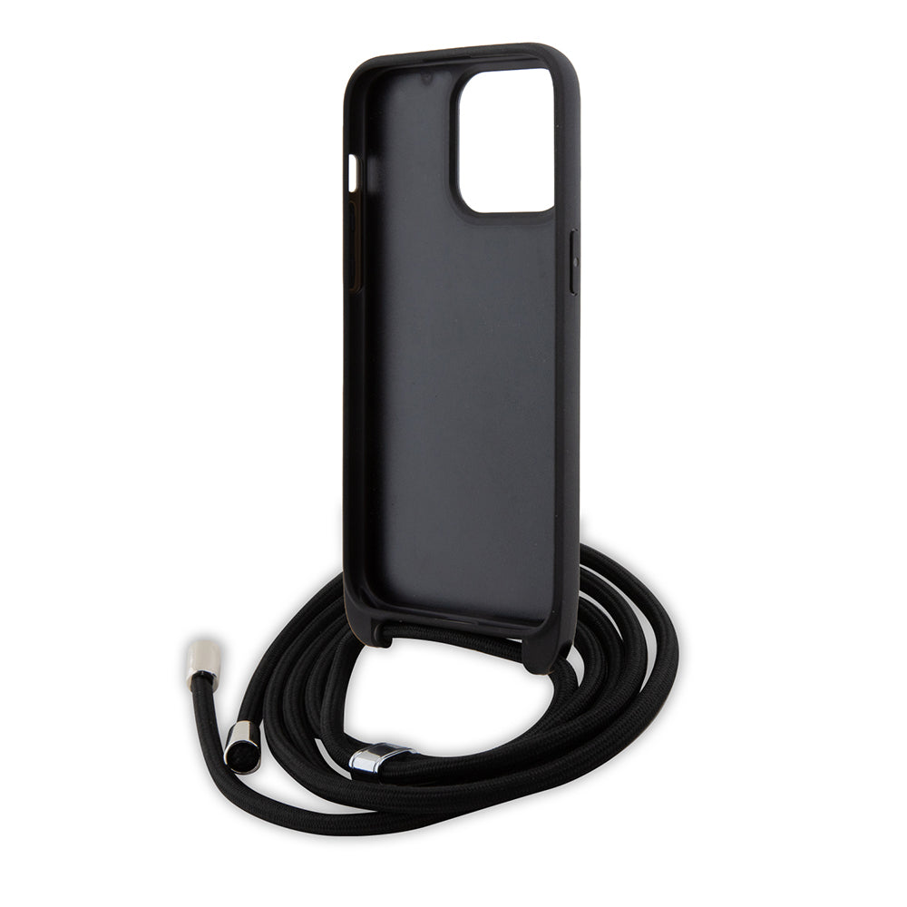 Capa para Apple iPhone 15 Pro Max, Karl Lagerfeld, Saffiano Crossbody Monogram Metal Pin Karl, Preta