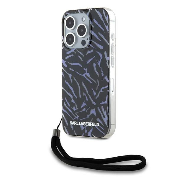Capa para Apple iPhone 15 Pro Max, Karl Lagerfeld, Zebra com Alça de Cordão, Roxo