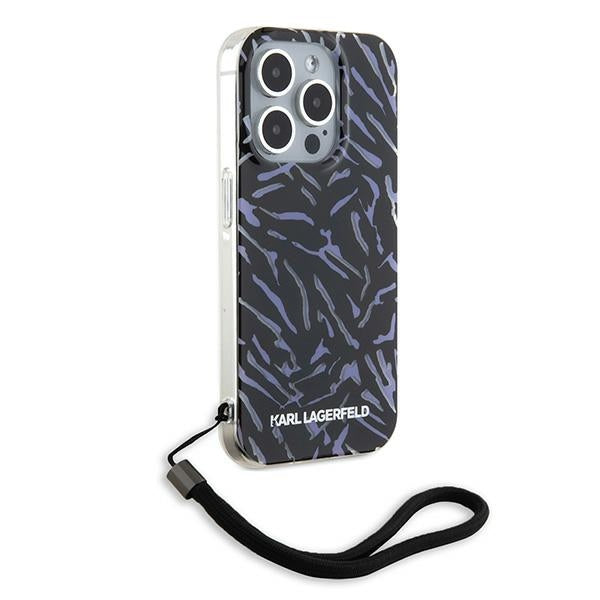 Capa para Apple iPhone 15 Pro Max, Karl Lagerfeld, Zebra com Alça de Cordão, Roxo