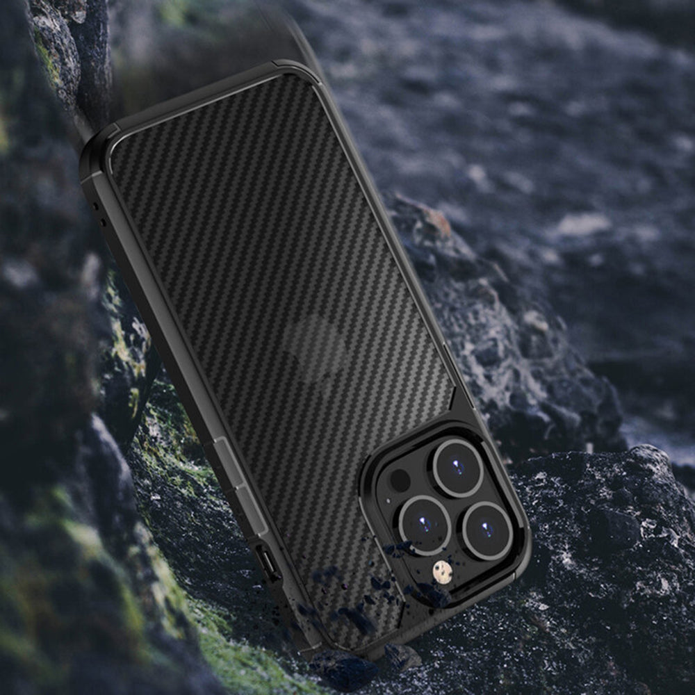 Capa para Apple iPhone 15 Pro Max, Techsuit, CarbonFuse, Preta