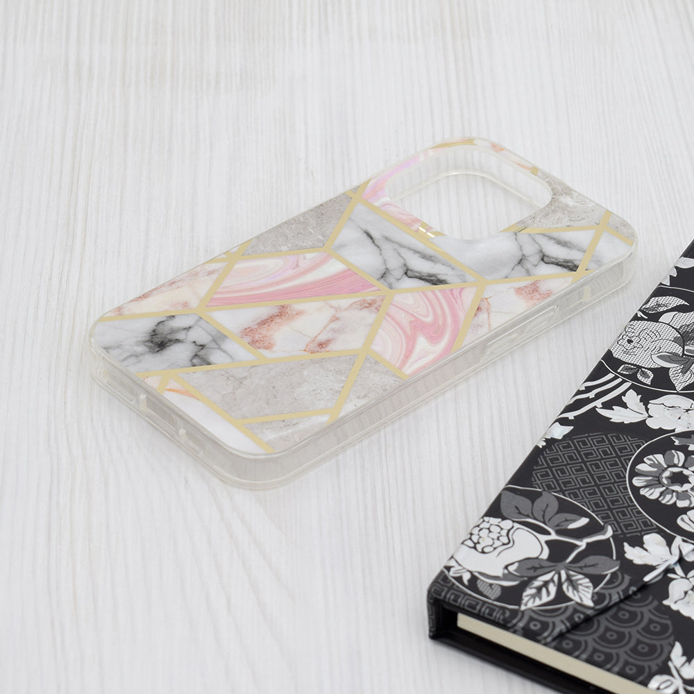 Capa para Apple iPhone 15 Pro, Techsuit, Marble, Rosa