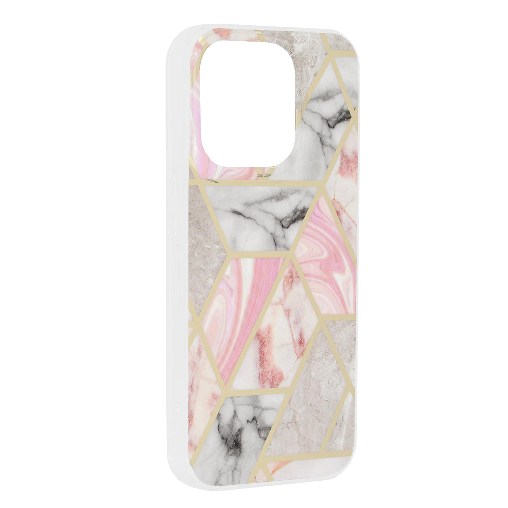 Capa para Apple iPhone 15 Pro, Techsuit, Marble, Rosa