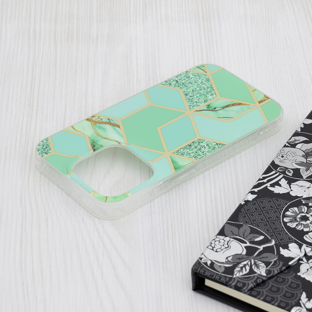 Capa para Apple iPhone 15 Pro, Techsuit, Marble, Verde