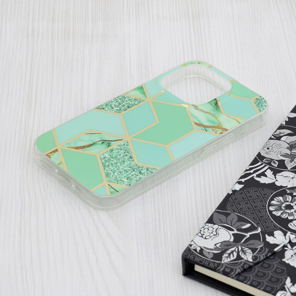 Capa para Apple iPhone 15 Pro, Techsuit, Marble, Verde