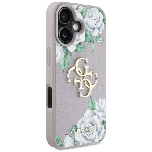 Capa para Apple iPhone 16, Guess, 4G Grained Roses Big Logo, Roxo