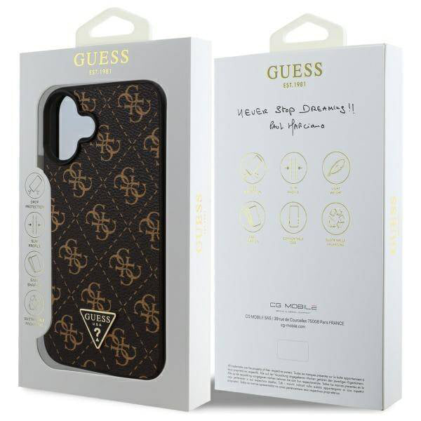 Capa para Apple iPhone 16, Guess, Logo Triângulo 4G, Preta