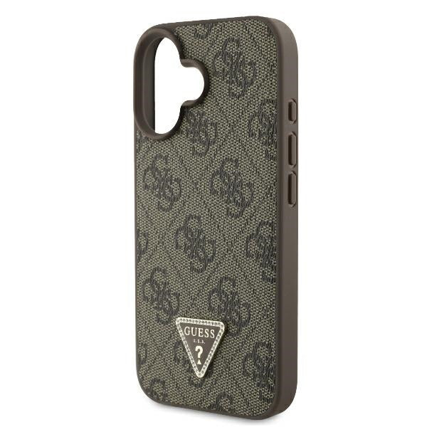 Capa para Apple iPhone 16, Guess, 4G Triangle Strass, Castanho