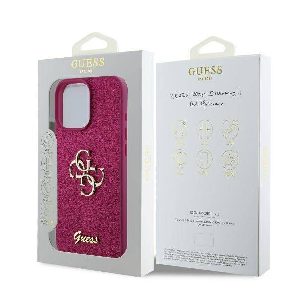 Capa para Apple iPhone 16, Guess, Fixed Glitter Big 4G, Roxo