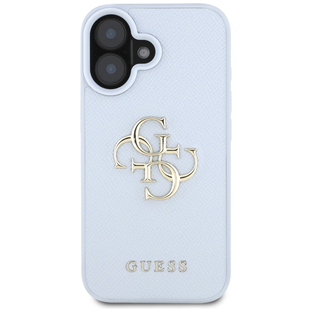 Capa para Apple iPhone 16, Guess, Grained Big 4G Logo Small Classic Logo, Azul