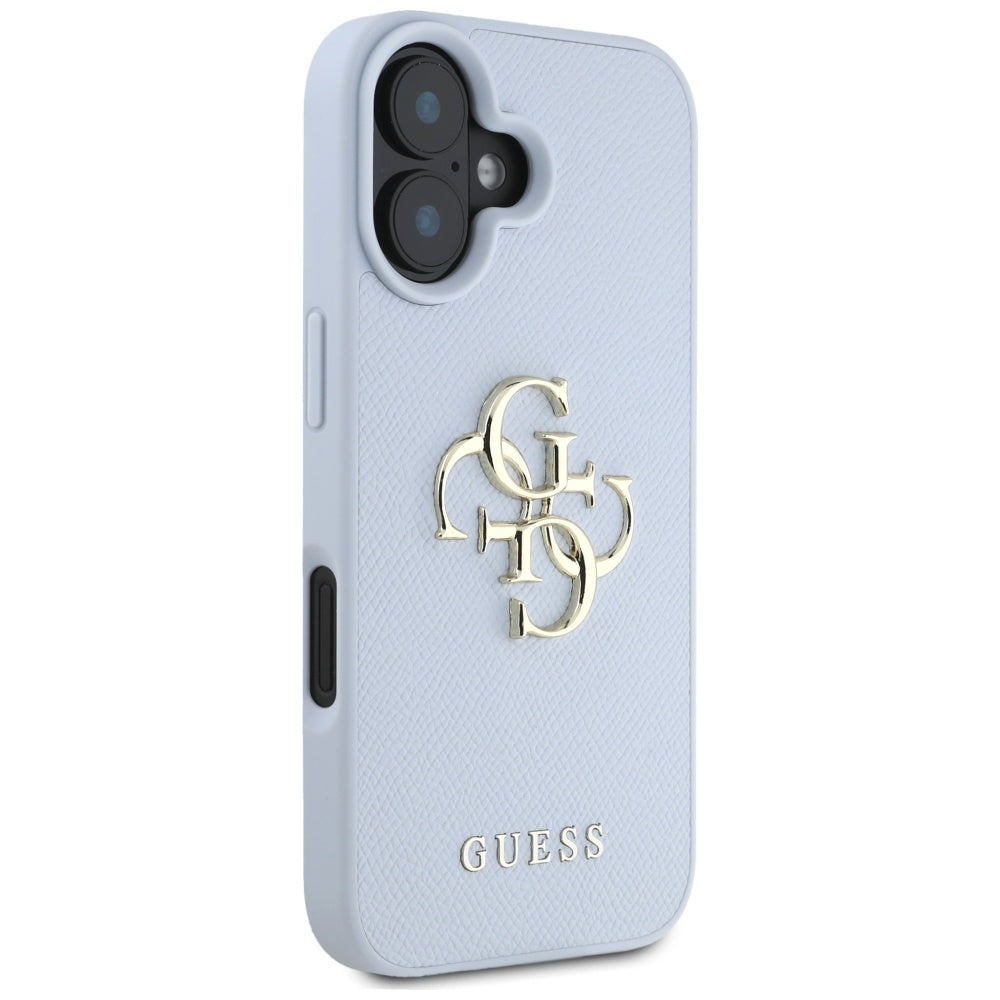 Capa para Apple iPhone 16, Guess, Grained Big 4G Logo Small Classic Logo, Azul