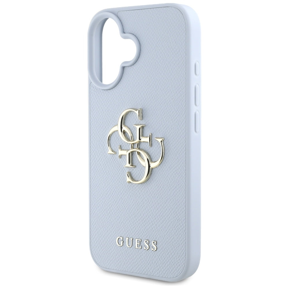 Capa para Apple iPhone 16, Guess, Grained Big 4G Logo Small Classic Logo, Azul