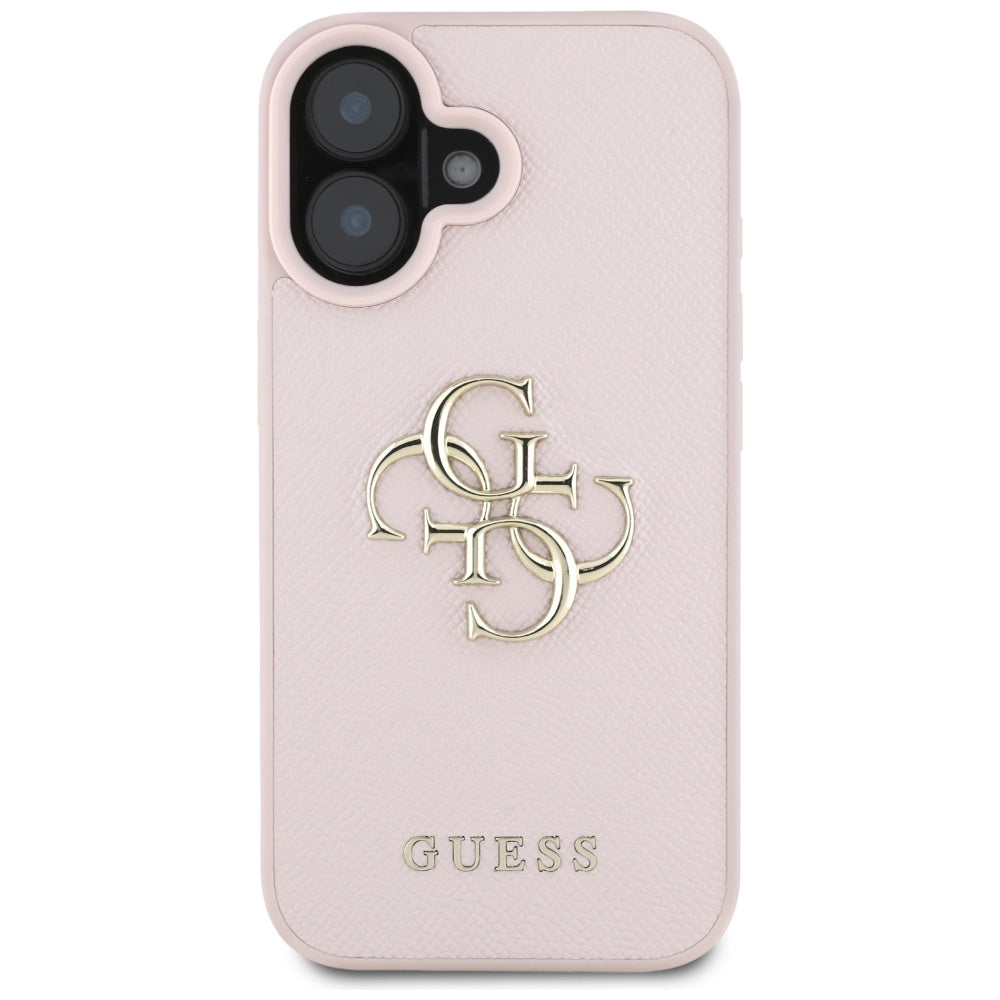 Capa para Apple iPhone 16, Guess, Grained Big 4G Logo Small Classic Logo, Rosa