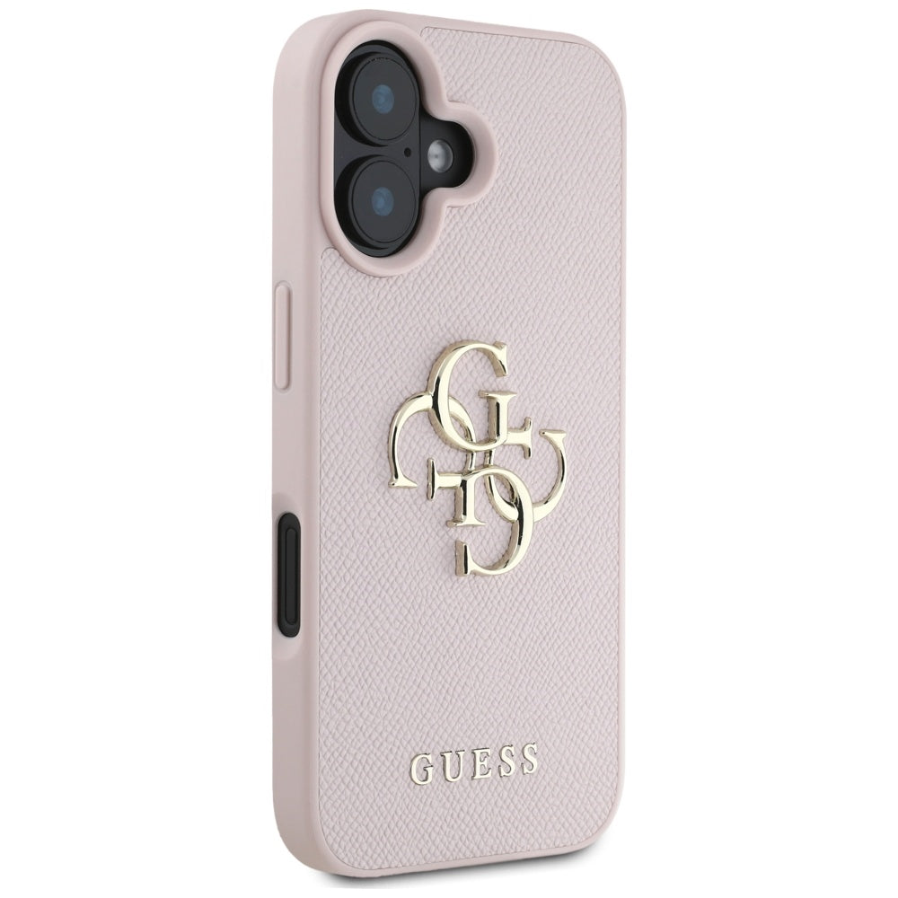 Capa para Apple iPhone 16, Guess, Grained Big 4G Logo Small Classic Logo, Rosa