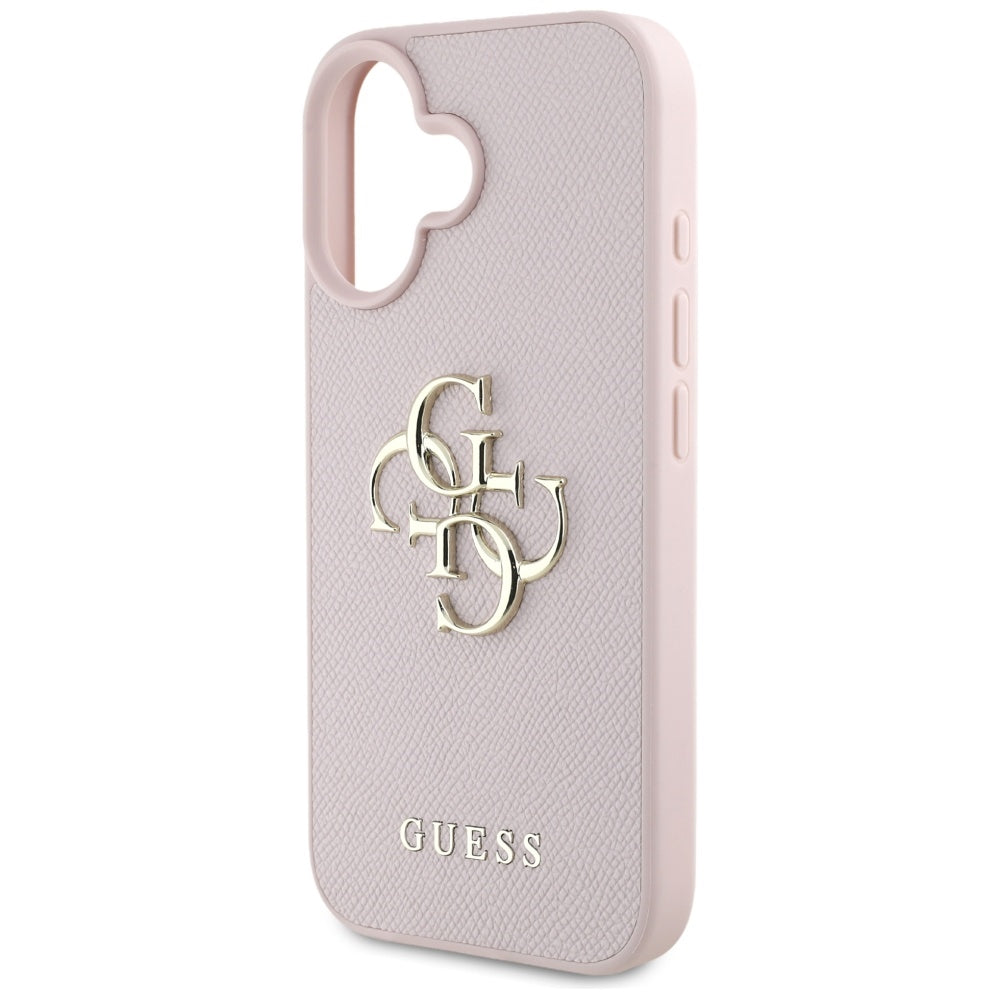 Capa para Apple iPhone 16, Guess, Grained Big 4G Logo Small Classic Logo, Rosa
