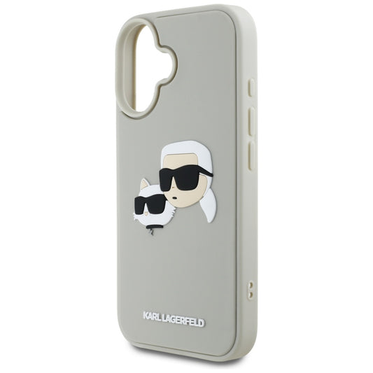 Capa para Apple iPhone 16, Karl Lagerfeld, 3D Rubber Karl & Choupette, Bege