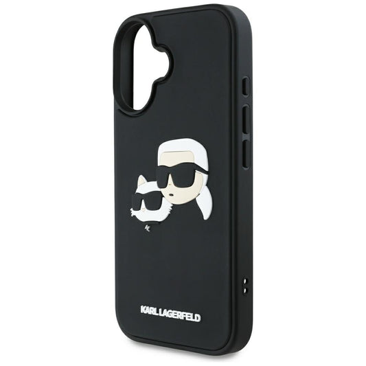 Capa para Apple iPhone 16, Karl Lagerfeld, 3D Rubber Karl & Choupette, Preta