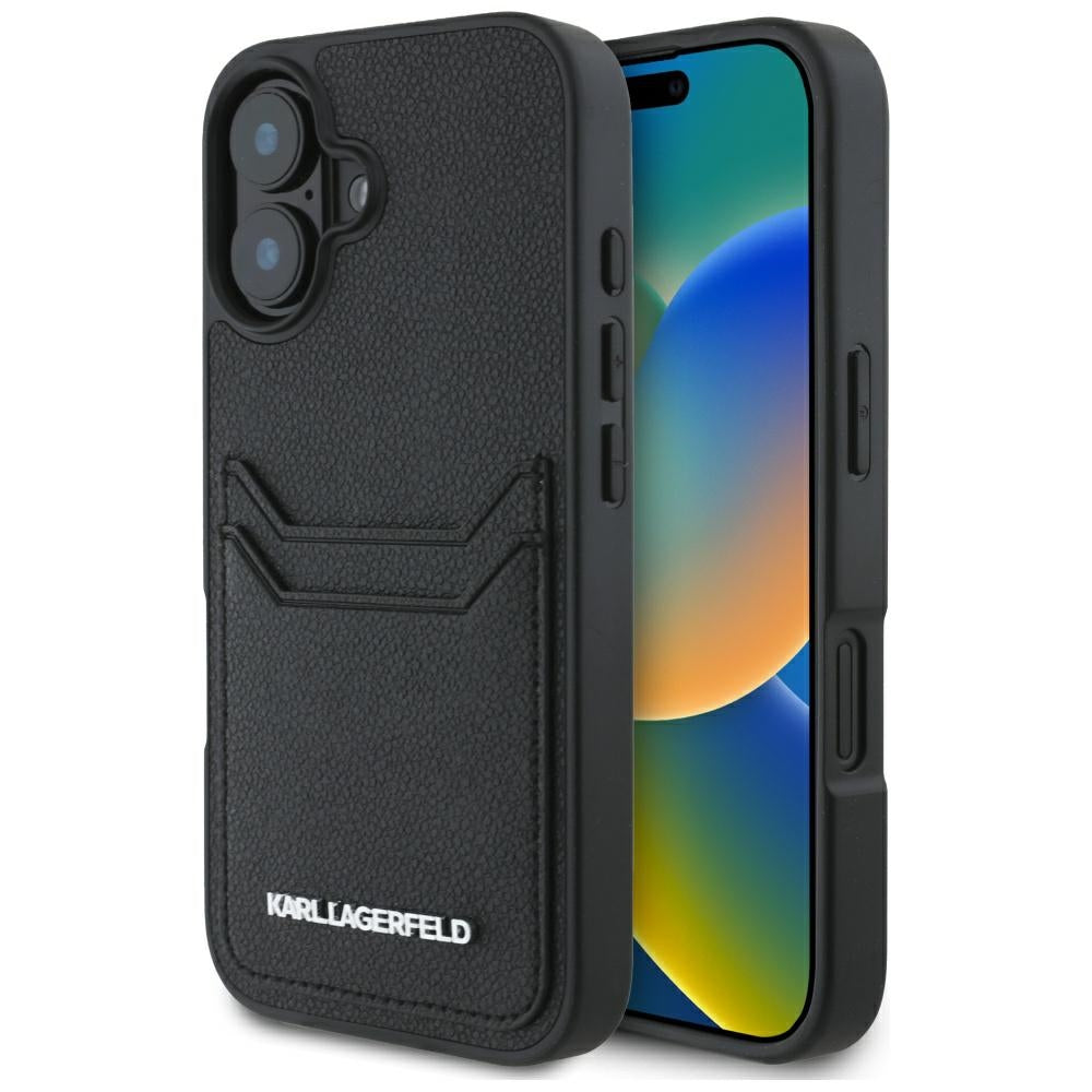 Capa para Apple iPhone 16, Karl Lagerfeld, Grained Cardslots, Preta