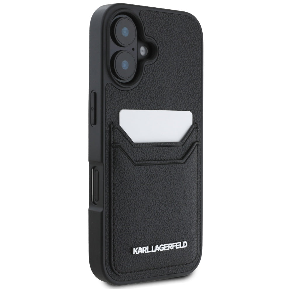 Capa para Apple iPhone 16, Karl Lagerfeld, Grained Cardslots, Preta