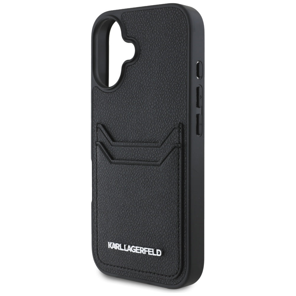 Capa para Apple iPhone 16, Karl Lagerfeld, Grained Cardslots, Preta