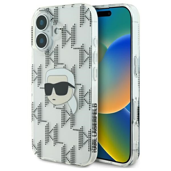 Capa para Apple iPhone 16, Karl Lagerfeld, IML Luxury Electroplated Karl's Head, Transparente