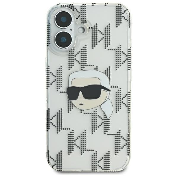 Capa para Apple iPhone 16, Karl Lagerfeld, IML Luxury Electroplated Karl's Head, Transparente