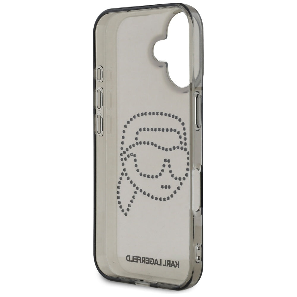 Capa para Apple iPhone 16, Karl Lagerfeld, IML Rhinestones Karl's Head, Preta