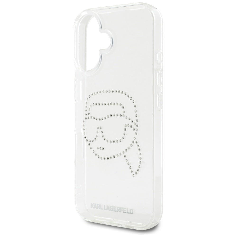 Capa para Apple iPhone 16, Karl Lagerfeld, IML Rhinestones Karl's Head, Transparente