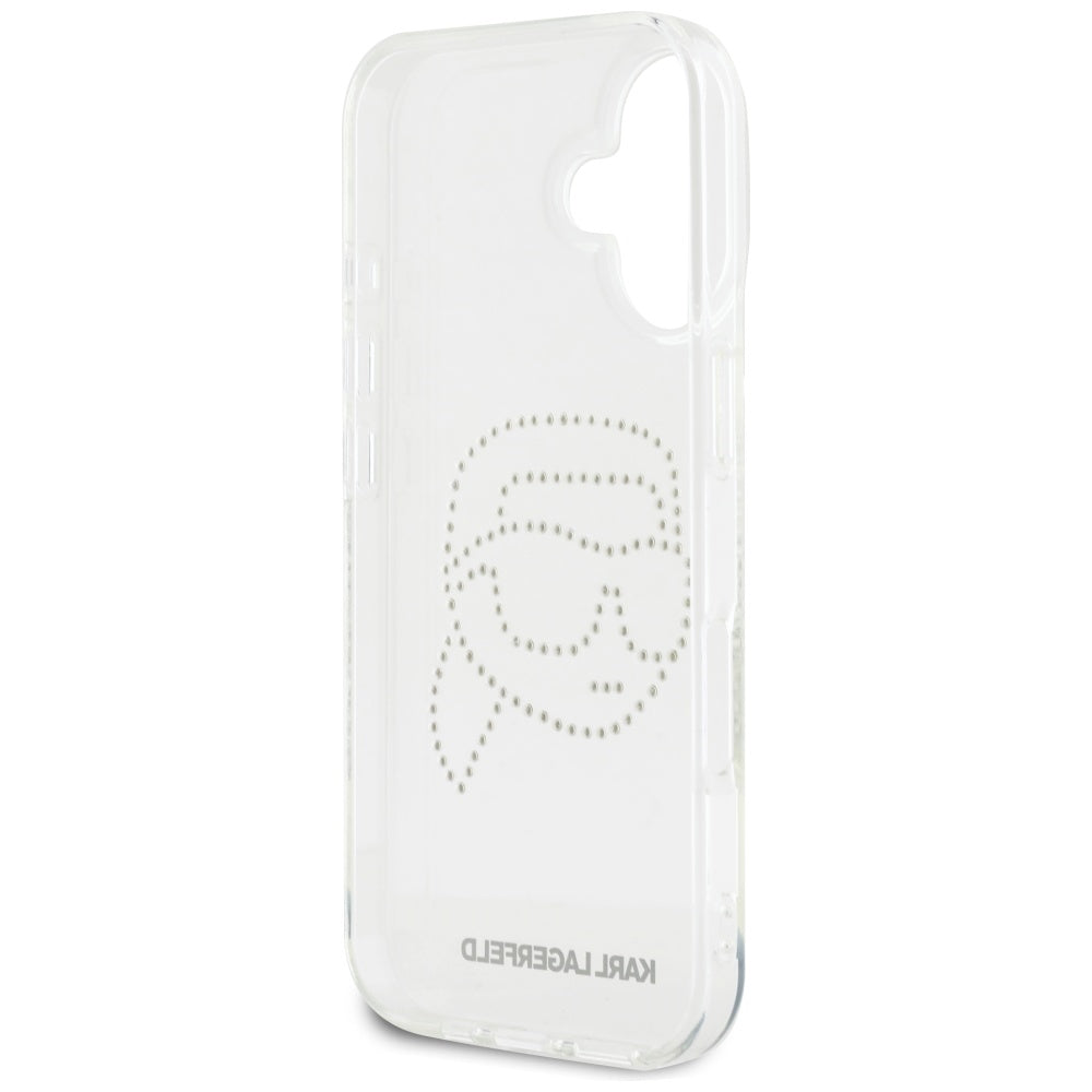 Capa para Apple iPhone 16, Karl Lagerfeld, IML Rhinestones Karl's Head, Transparente