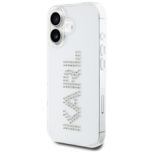Capa para Apple iPhone 16, Karl Lagerfeld, IML Rhinestones Transparent Logo, Transparente
