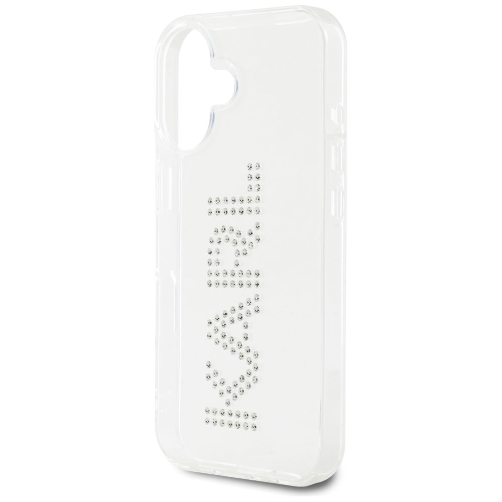 Capa para Apple iPhone 16, Karl Lagerfeld, IML Rhinestones Transparent Logo, Transparente