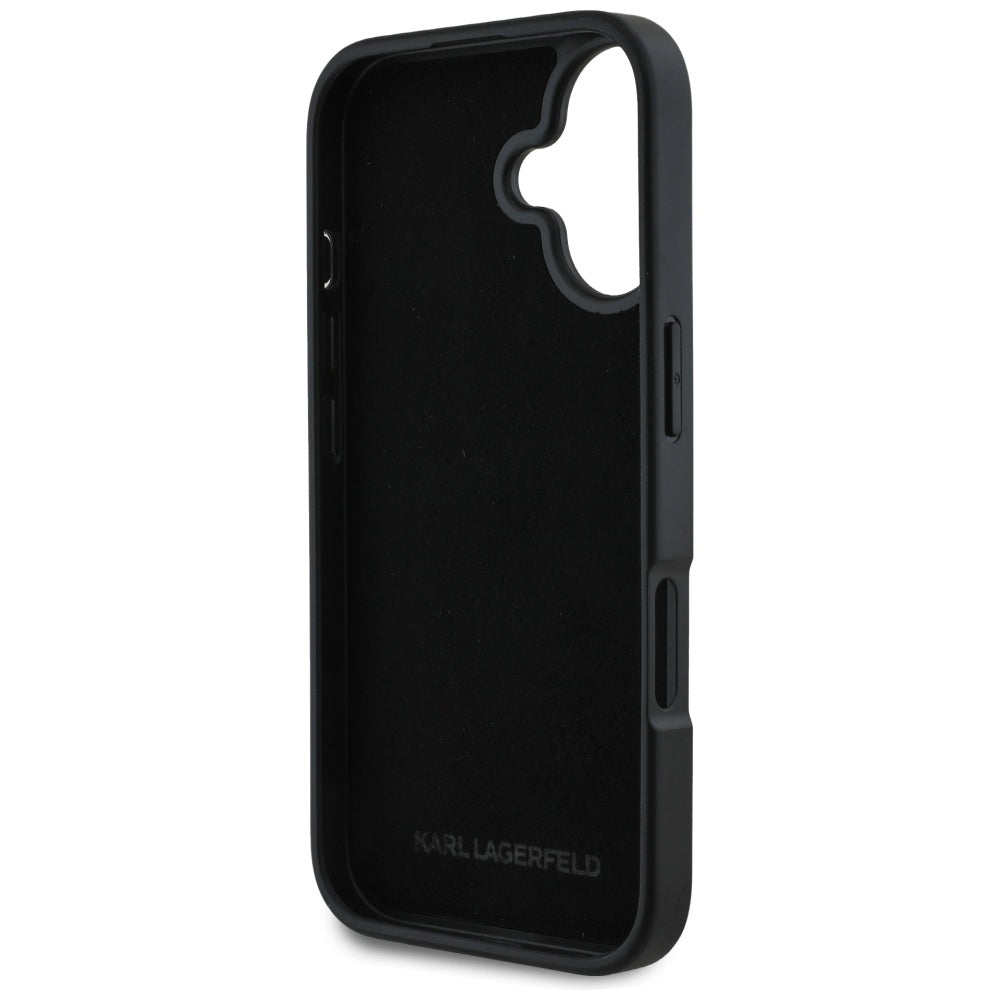 Capa para Apple iPhone 16, Karl Lagerfeld, Metal Signature, Preta