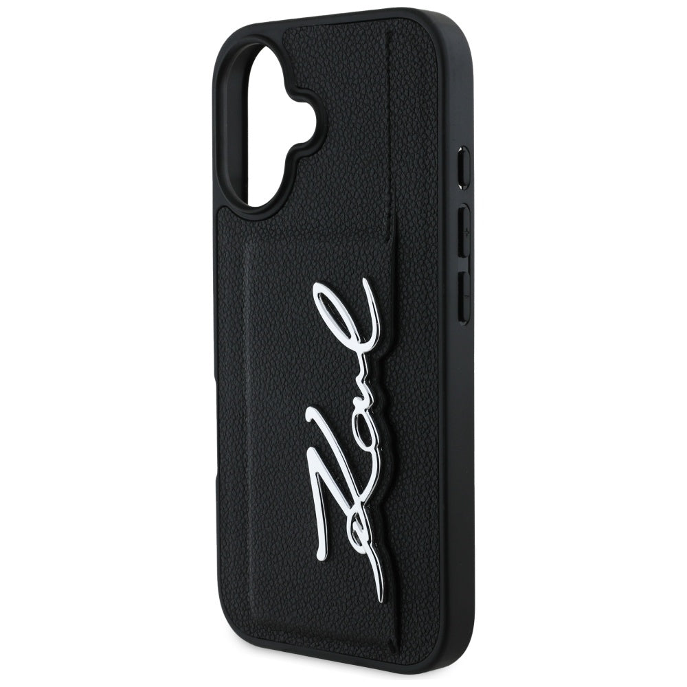 Capa para Apple iPhone 16, Karl Lagerfeld, Metal Signature, Preta