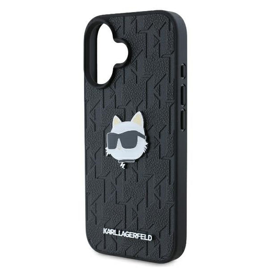 Capa para Apple iPhone 16, Karl Lagerfeld, Monograma Cabeça de Choupette, Preta