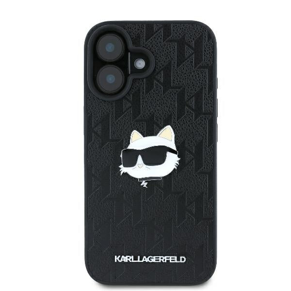 Capa para Apple iPhone 16, Karl Lagerfeld, Monograma Cabeça de Choupette, Preta