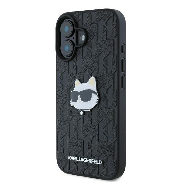 Capa para Apple iPhone 16, Karl Lagerfeld, Monograma Cabeça de Choupette, Preta