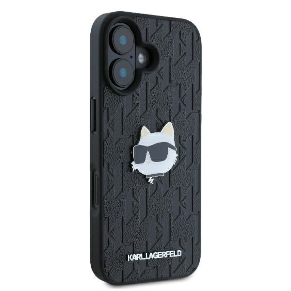 Capa para Apple iPhone 16, Karl Lagerfeld, Monograma Cabeça de Choupette, Preta