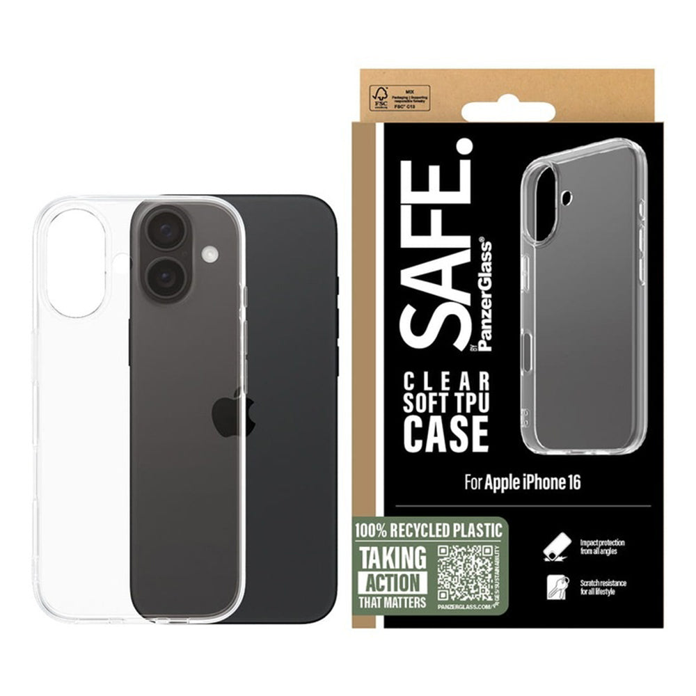 Capa para Apple iPhone 16, PanzerGlass, Safe., Transparente