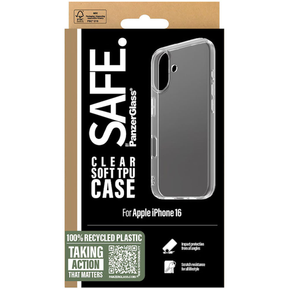 Capa para Apple iPhone 16, PanzerGlass, Safe., Transparente