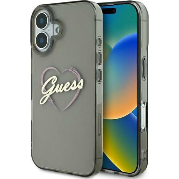 Capa para Apple iPhone 16 Plus, Guess, IML Heart, Preta