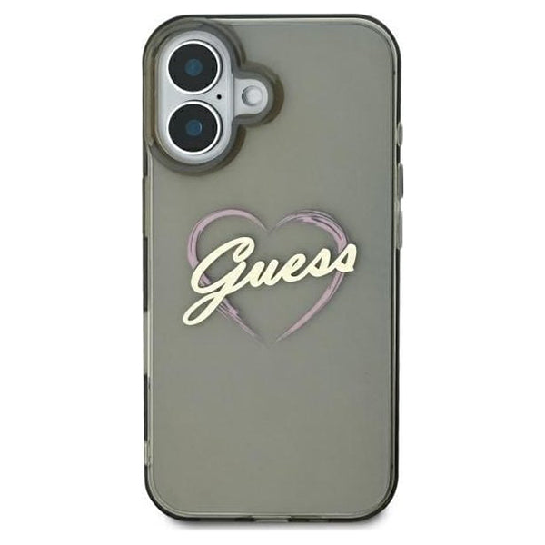 Capa para Apple iPhone 16 Plus, Guess, IML Heart, Preta